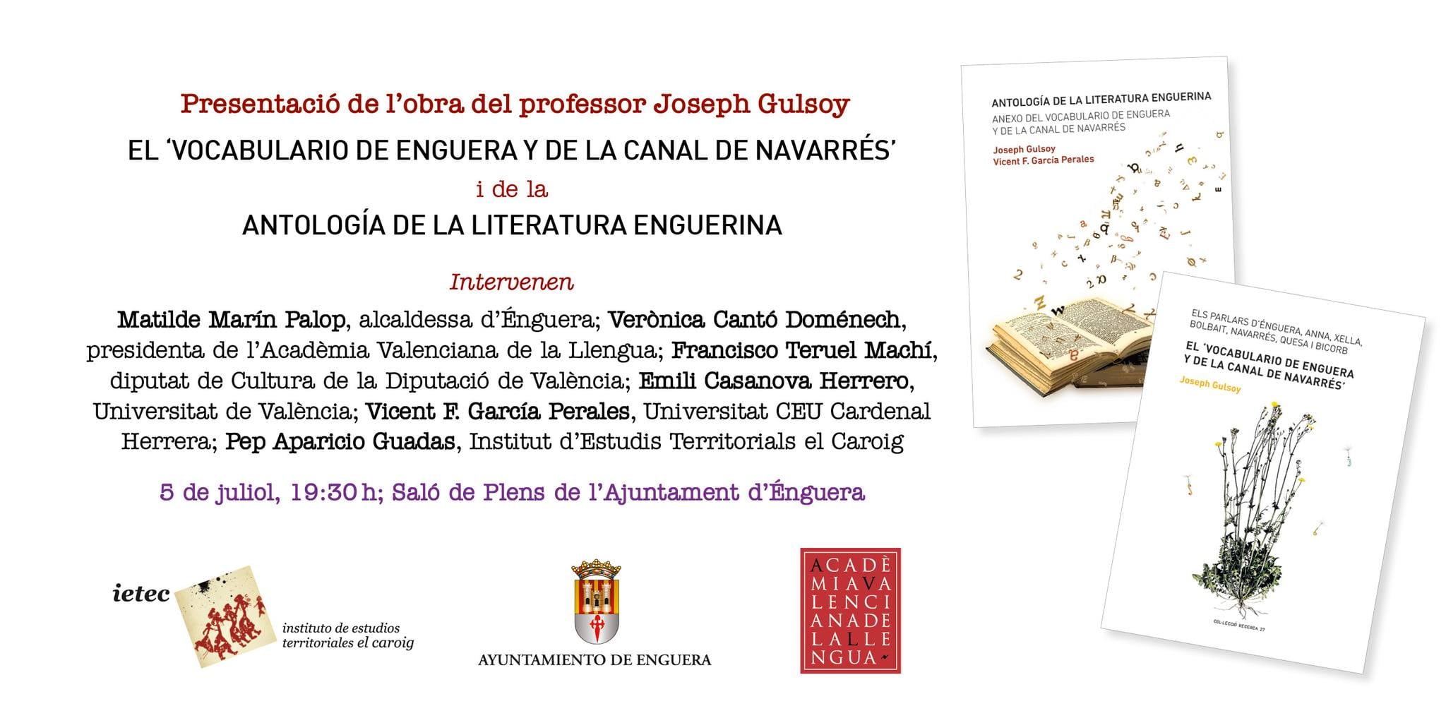 El vocabulario de Enguera y de La Canal de Navarrés. Antología de la literatura enguerina