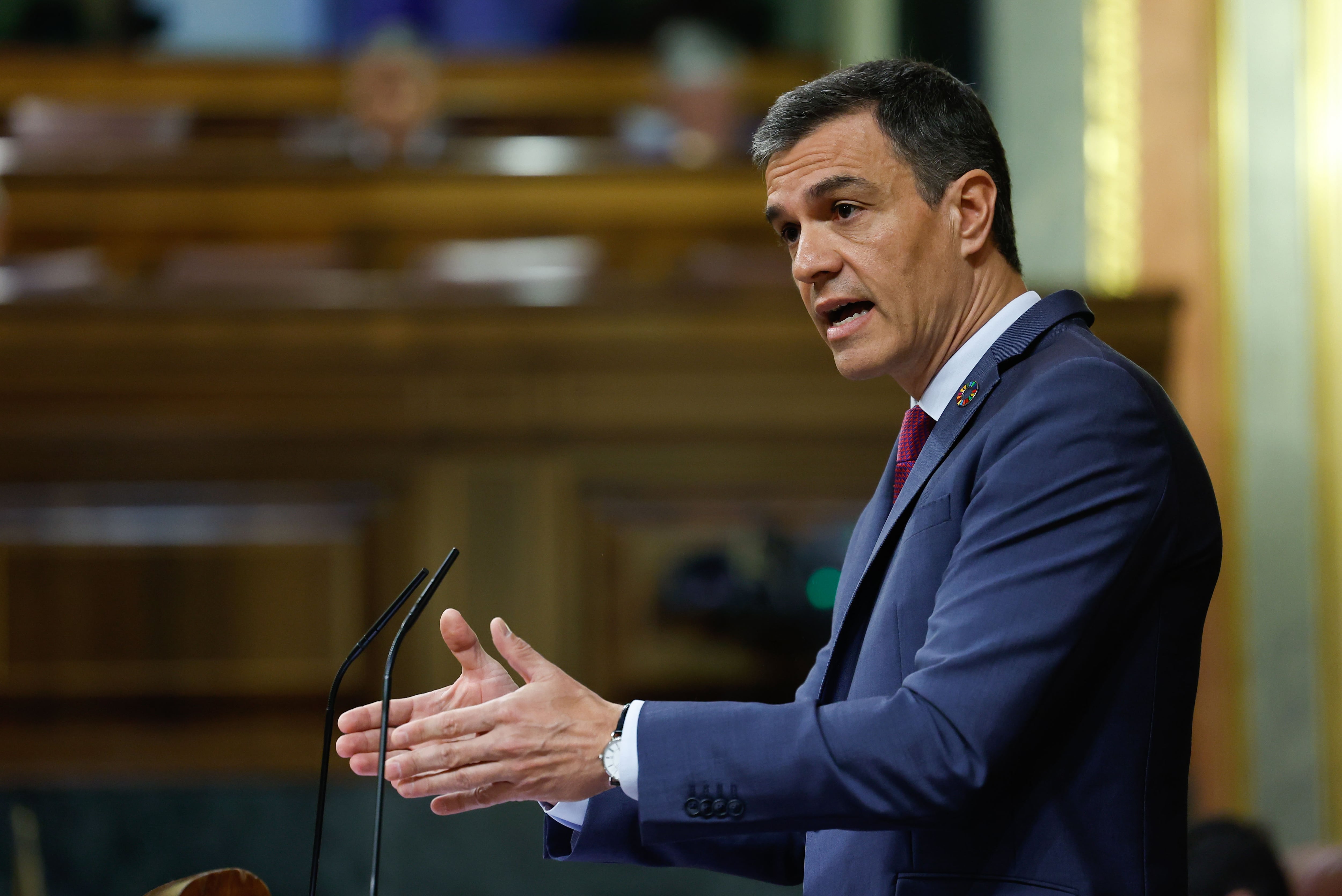 El presidente del Gobierno, Pedro Sánchez, comparece en el pleno del Congreso.