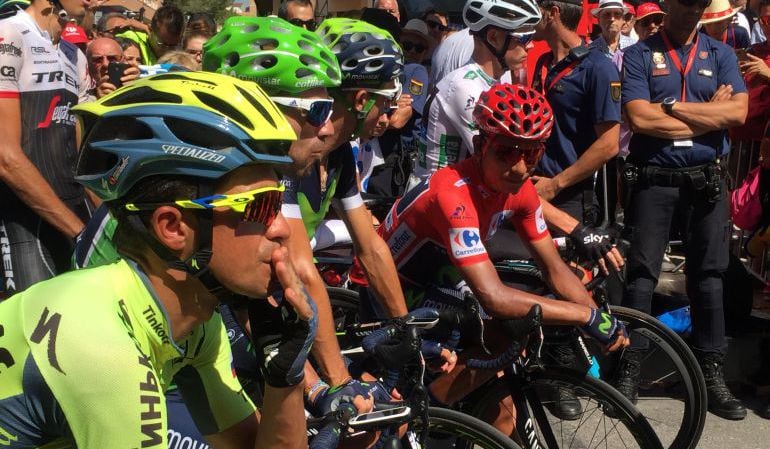 Contador, Valverde, Quintana y Froome, minutos antes de iniciar una etapa de La Vuelta a España 2016