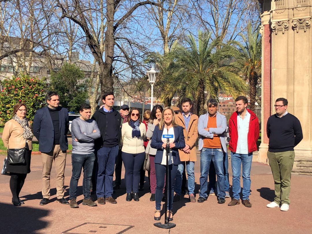 La secretaria general del PP vasco, Amaya Fernández, en una comparecencia en Bilbao un día antes de la reunión de la junta directiva regional de su partido