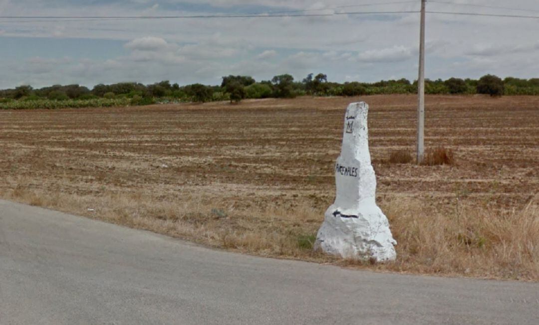 Acceso al Cortijo Arenales, de la ganadería del Conde de La Maza, en la carretera de Sevilla a Morón de la Frontera 