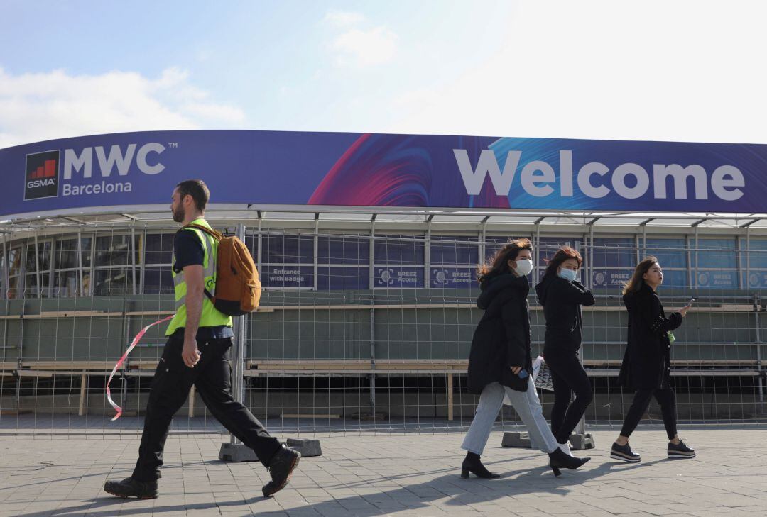 Los alrededores del recinto donde se iba a celebrar el Mobile World Congress (MWC) este año, tras su cancelación