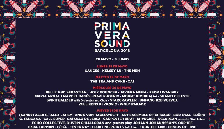 Cartel del Primavera Sound 2018.