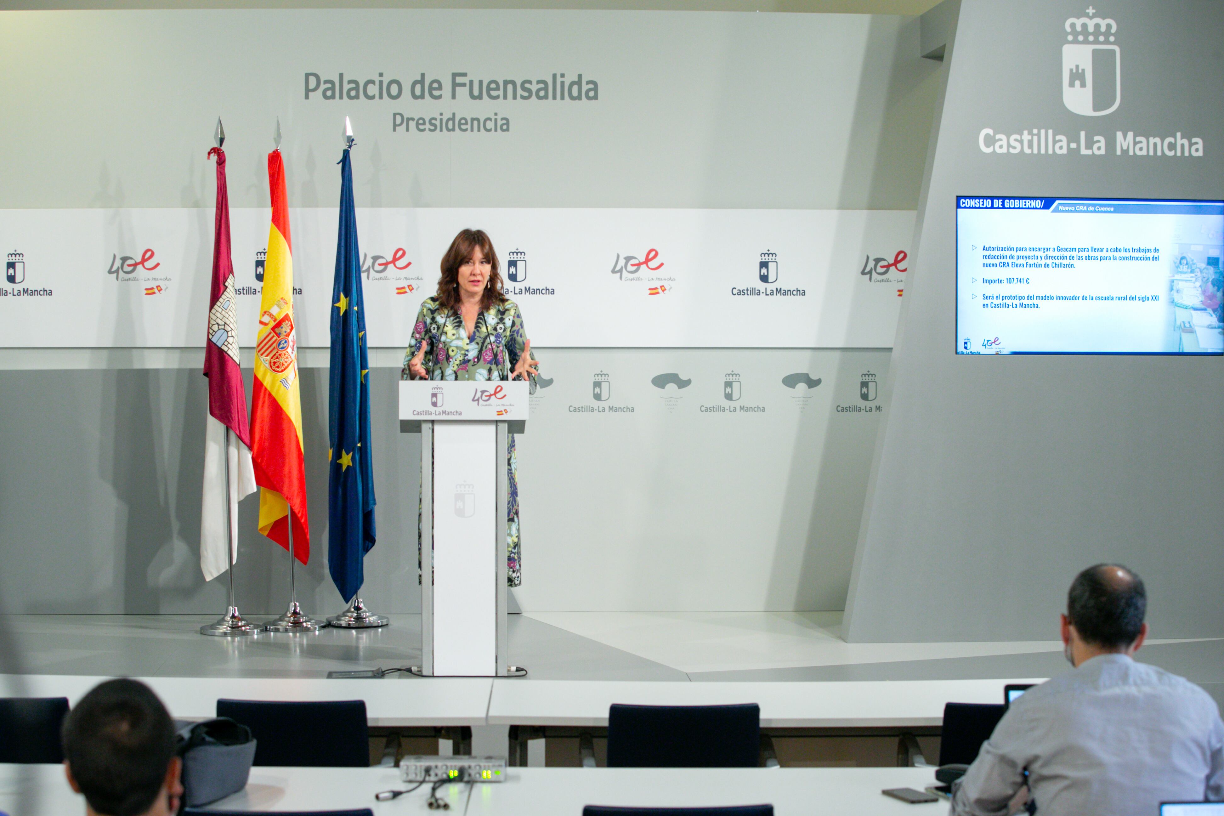 Toledo, 6 de julio de 2022.- La consejera de Igualdad y portavoz del Gobierno regional, Blanca Fernández, ha comparecido en rueda de prensa, en el Palacio de Fuensalida, para informar sobre los acuerdos del Consejo de Gobierno. (Fotos: A. Pérez Herrera // JCCM)