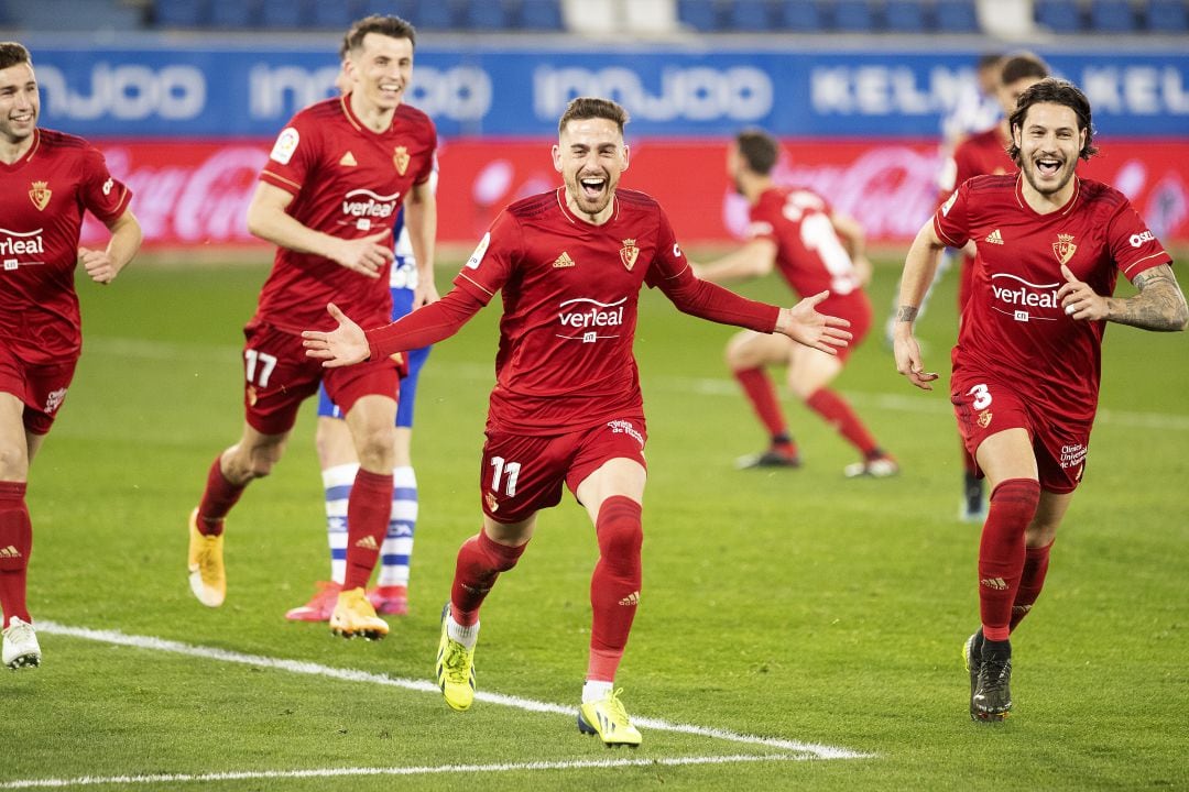 Barja celebrando su primer gol en primera división el sábado en Mendizorroza 