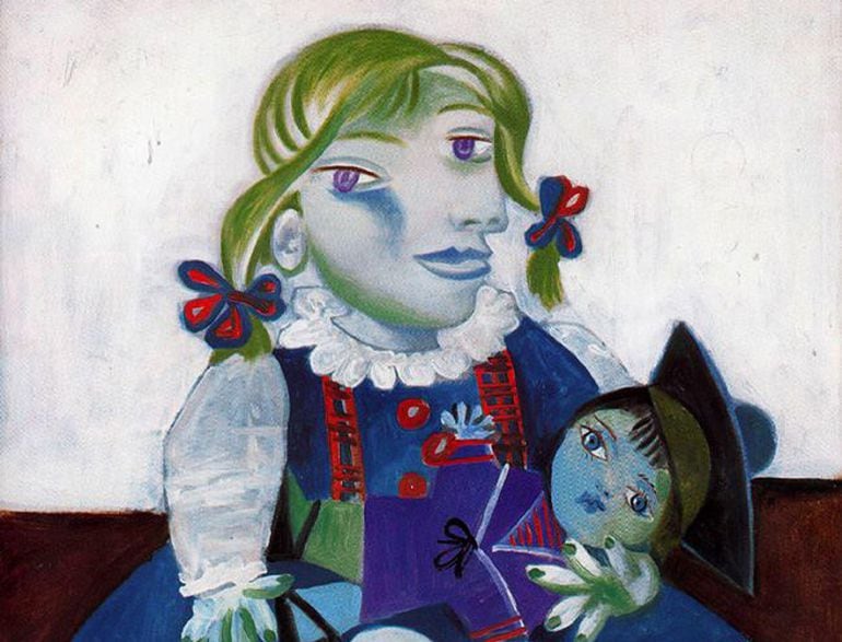 Retrato de Maya Picasso con su muñeca (1938)