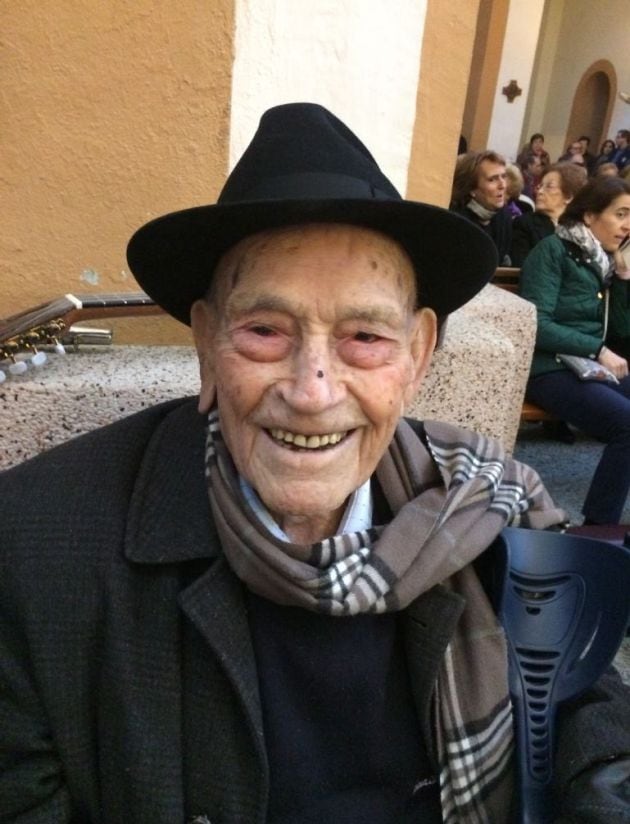 Juan Tudela Piernas durante uno de los muchos encuentros de cuadrillas que ha participado activamente a lo largo de sus 107 años de vida.