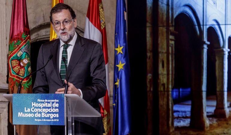 El presidente del Gobierno, Mariano Rajoy, durante su visita este miércoles a Burgos