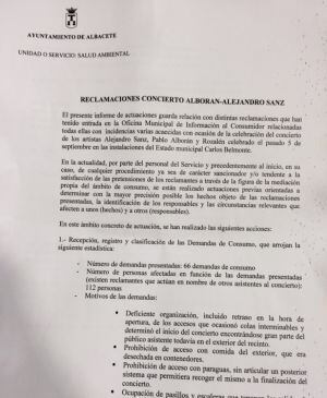 Reclamaciones presentadas por asistentes al concierto