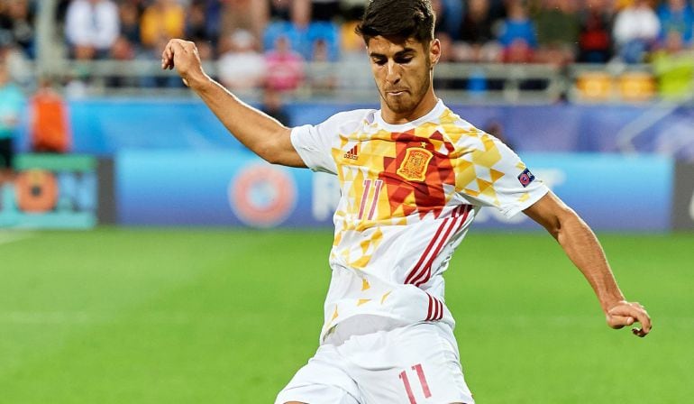 Marco Asensio, en el partido entre España y Portugal en el Europeo sub-21.