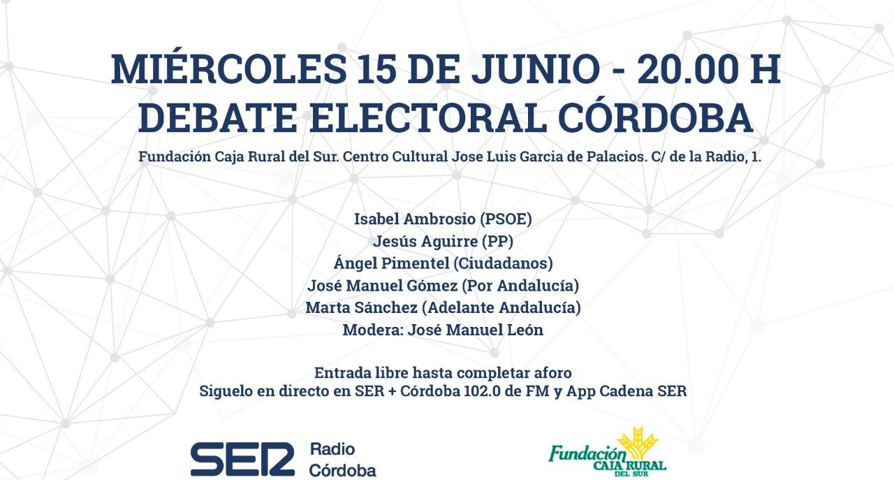 Imagen del debate &#039;Elecciones Andaluzas 2022 en Córdoba&#039; que Radio Córdoba celebrará este miércoles 15 de junio.