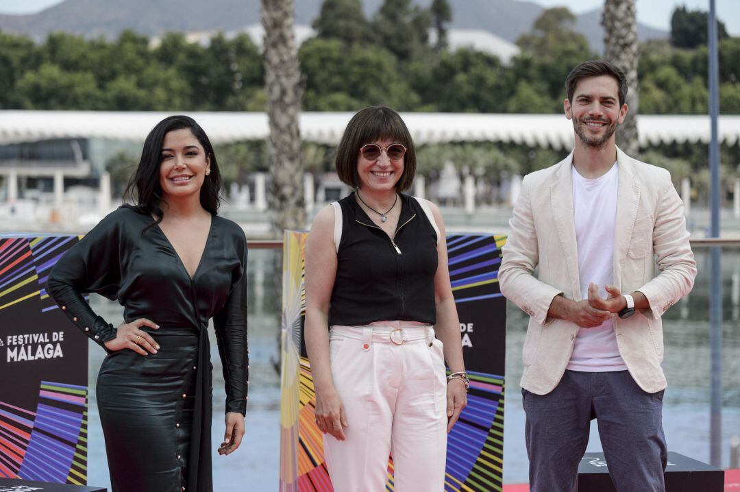 MALAGA, SPAIN - JUNE 08: (L-R) Sterlyn Ramírez, Judith Colell and Marc Clotet attend &#039;15 Horas&#039; photocall during 24th Malaga Spanish Film Festival on June 08, 2021 in Malaga, Spain