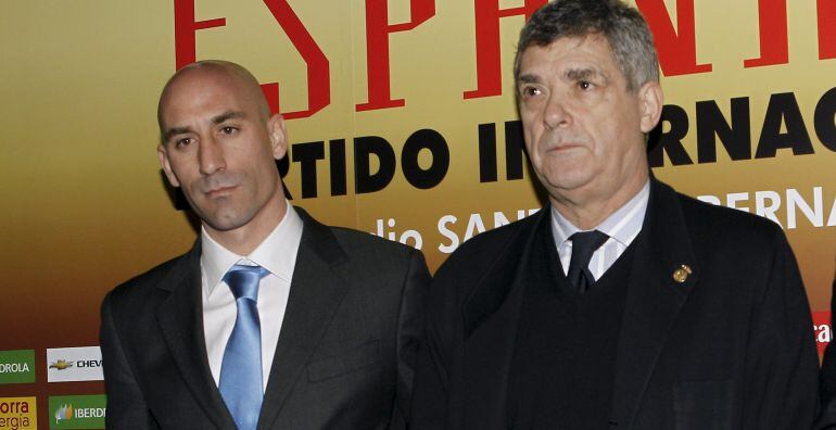 Rubiales, Villar y Del Bosque, en un acto durante la época de Vicente como seleccionador