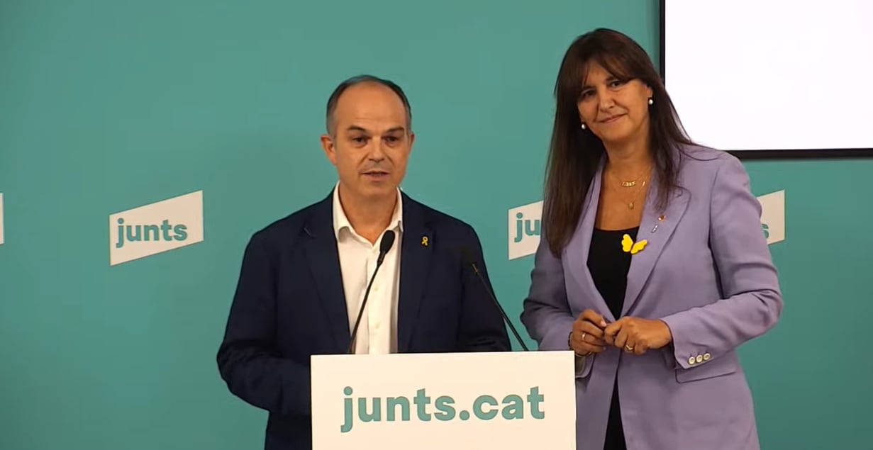 Jordi Turull y Laura Borras en la comparecencia de este jueves