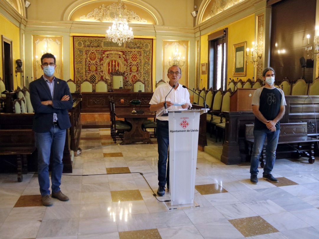 El alcalde de Lleida, Miquel Pueyo, en rueda de prensa