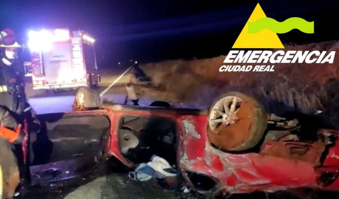 Imagen de archivo del accidente de tráfico producido el pasado 9 de enero 2022 en la carretera que une Villanueva de los Infantes con Cózar 