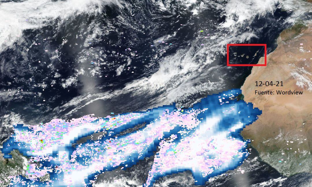 Evolución de la nube al sur de Canarias