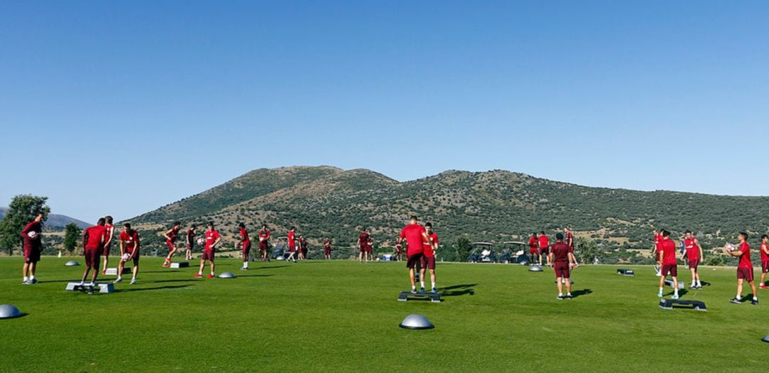 Imagen de un entrenamiento del Atlético de Madrid en Los Ángeles de San Rafael del pasado verano
