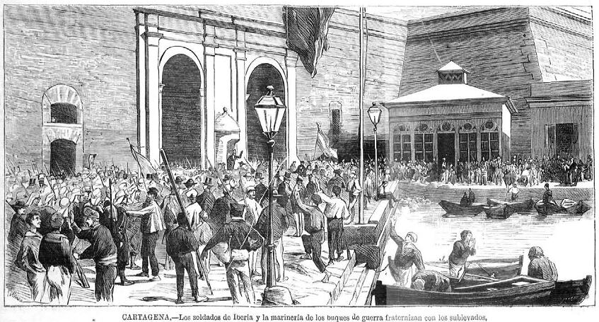 Cartagena en julio de 1873, grabado publicado en La Ilustración Española y Americana