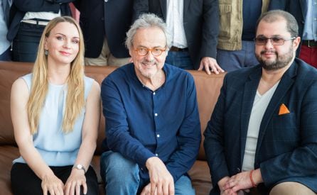 El director musical, Alain Guingal; los cantantes Katerina Tretyakova y Celso Albelo, de la opera &#039;Romeo y Julieta&#039;