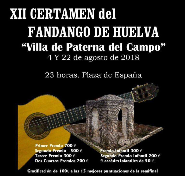 Cartel del XII Certamen del Fandando de Huelva &#039;Villa de Paterna del Campo&#039;.