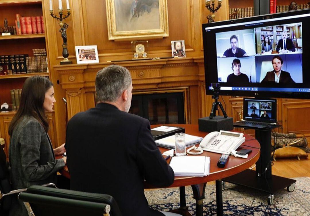 Videoconferencia entre los Reyes de España, Nadal, Gasol y Alonso