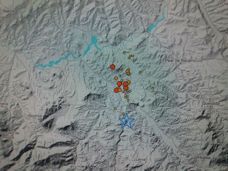 Serie de los terremotos producidos este fin de semana, publicados en la web del IGN