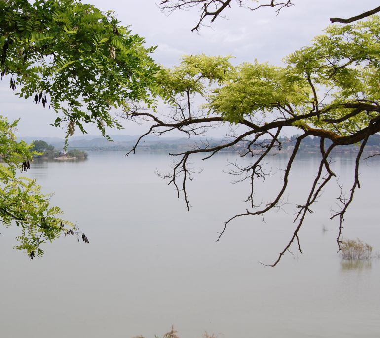 Vista del Mar de Aragón con Caspe al fondo. 