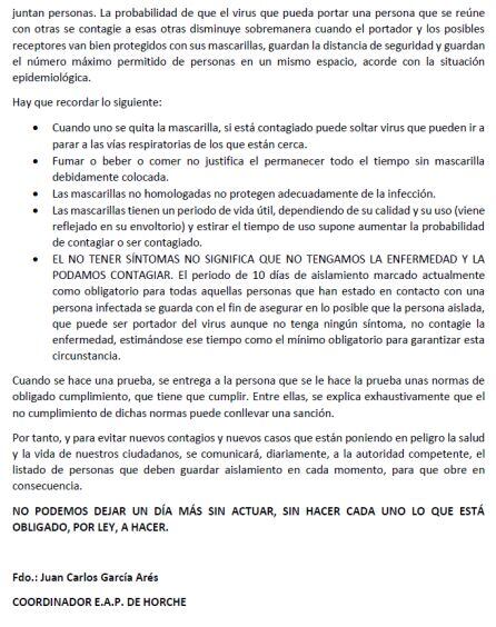 Carta de Juan Carlos García Arés