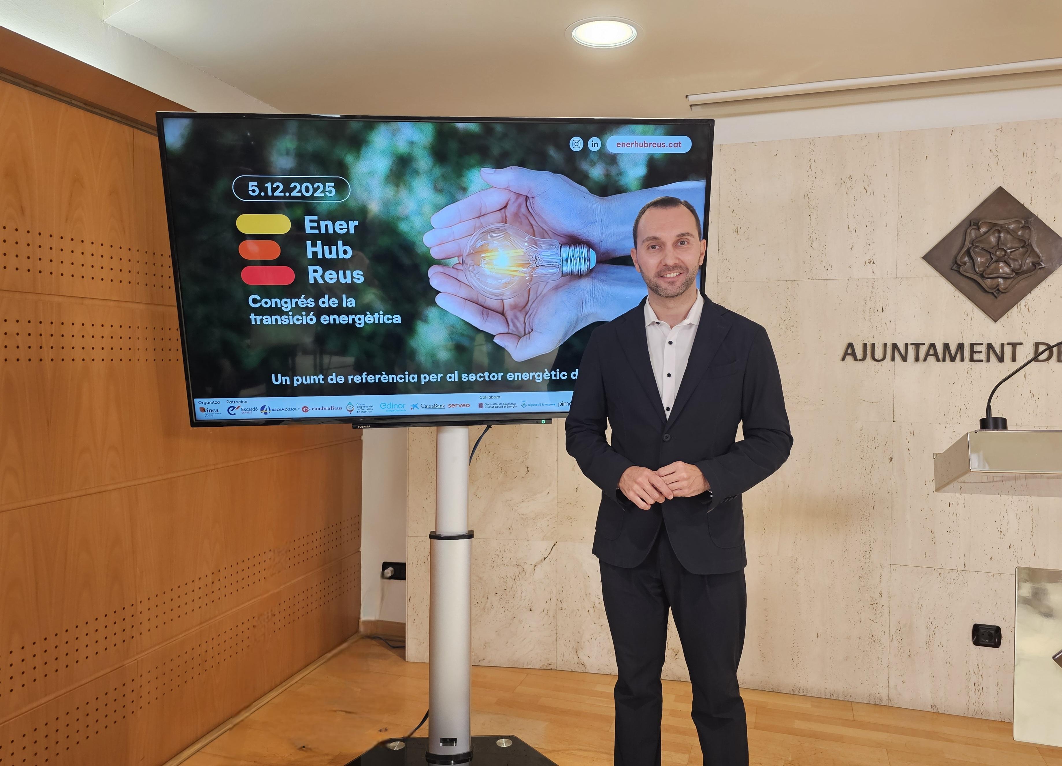 Presentació del Congrés EnerHub Reus a càrrec del  regidor de l’àrea de Medi Ambient, Sostenibilitat i Via Pública, Daniel Rubio