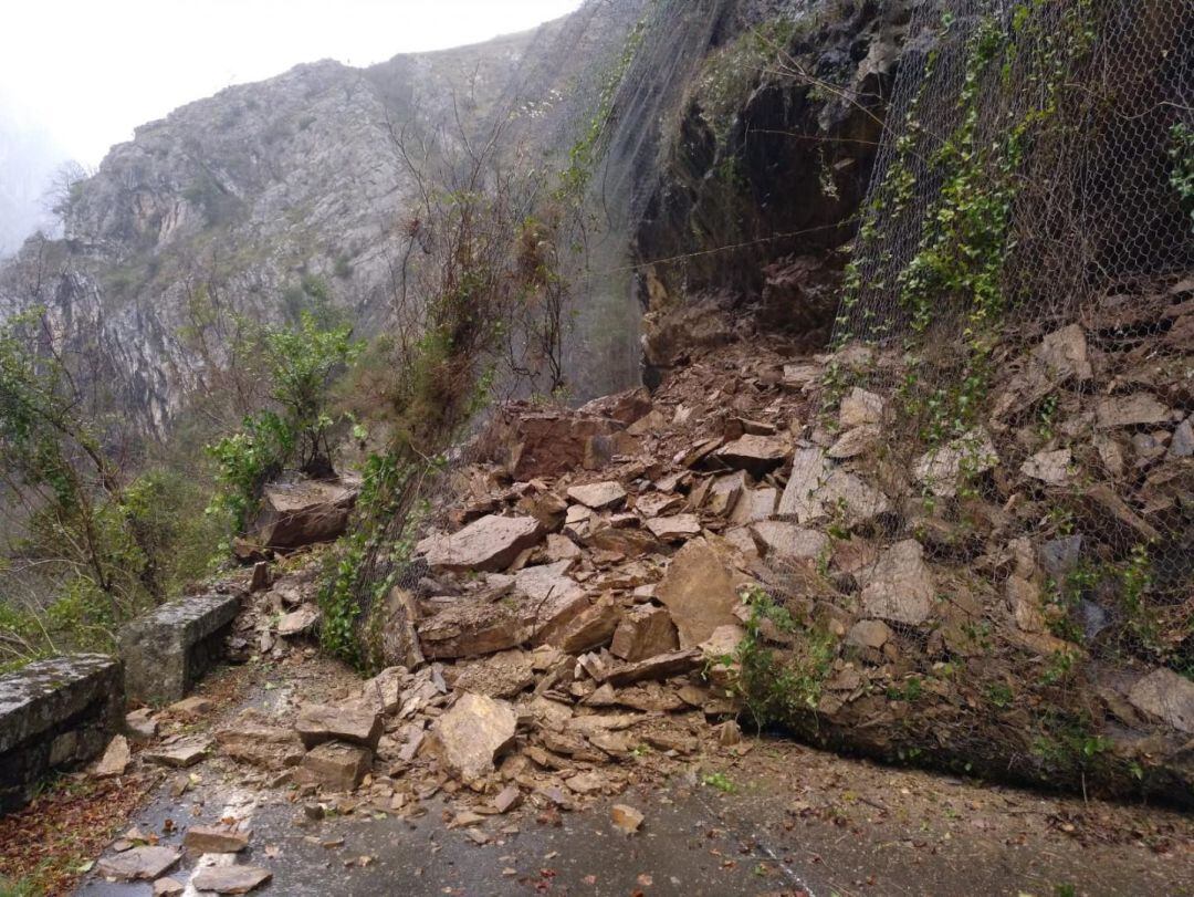 Imagen del despredimiento que mantiene cortada la carretera