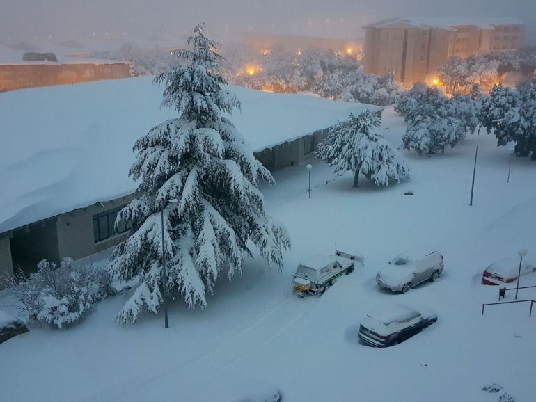 Instalaciones de la Escuela de Policía de Ávila, que retrasa un día el inicio del curso debido a la fuerte nevada de este fin de semana 	 
 