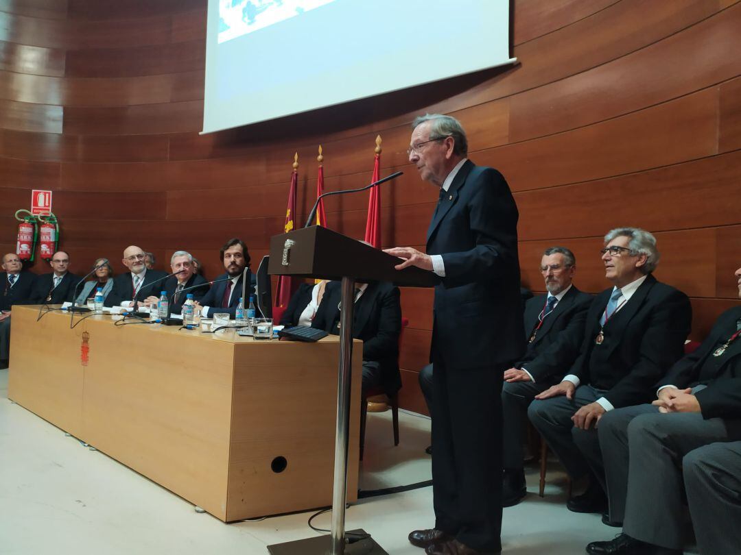 Rafael Moneo durante su discurso ante la Real Academia de Bellas Artes de Santa María de la Arrixaca