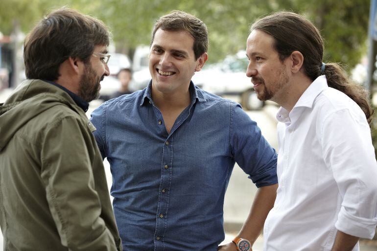 Albert Rivera y Pablo Iglesias en un momento del programa de Jordi Évole