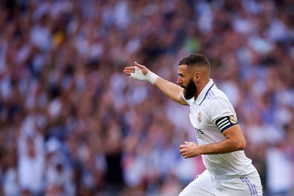 Karim Benzema celebra un gol.