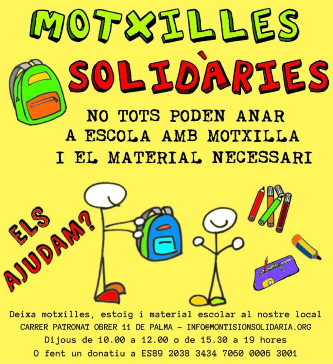 Cartel &quot;Motxilles Solidàries&quot;