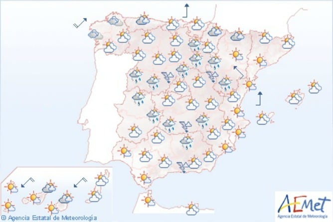 Mapa de previsiones de la Agencia Estatal de Meteorología para el jueves 20 de marzo.