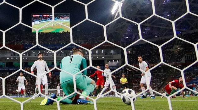 David De Gea, en el momento del segundo gol de Cristiano Ronaldo