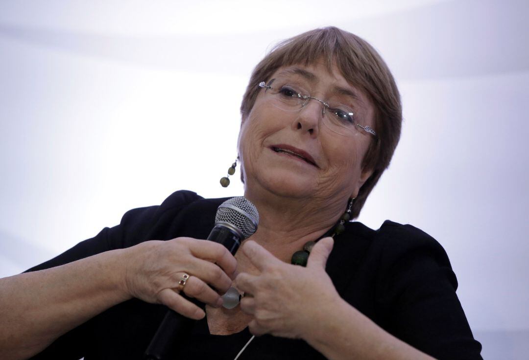 Michelle Bachelet, Alta Comisionada de las Naciones Unidas, durante una charla 