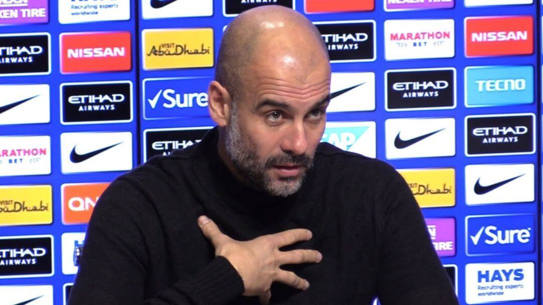 Guardiola, en rueda de prensa. 