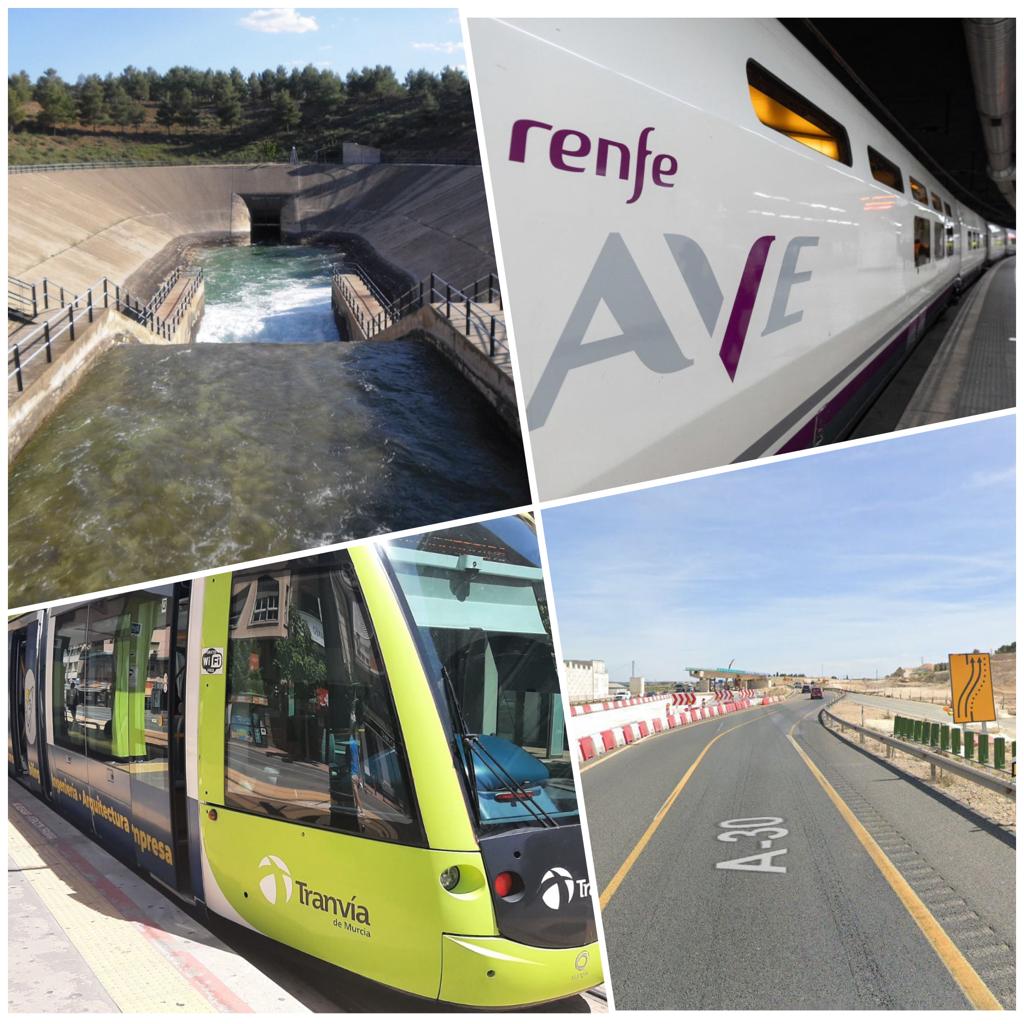 Las infraestructuras por carretera o por ferrocarril y la solución a los problemas hídricos son algunas de las peticiones de los ayuntamientos de la Región de Murcia a Pedro Sánchez / Cadena SER, Google Maps y Getty Images