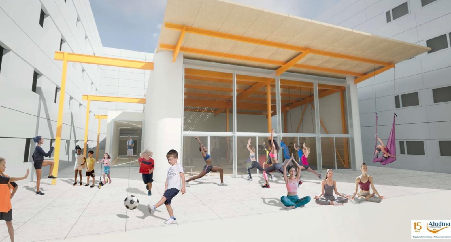 El gimnasio impulsado por la Fundación Aladina contará con una terraza exterior. Fundación Aladina.