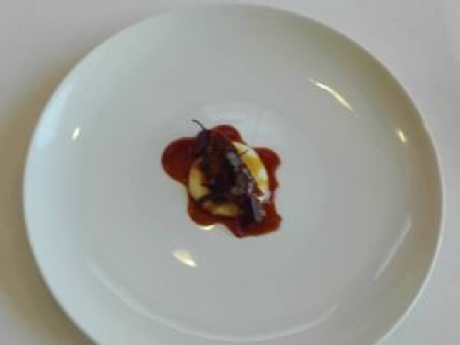 Codillo glaseado, parmentier y jugo de española