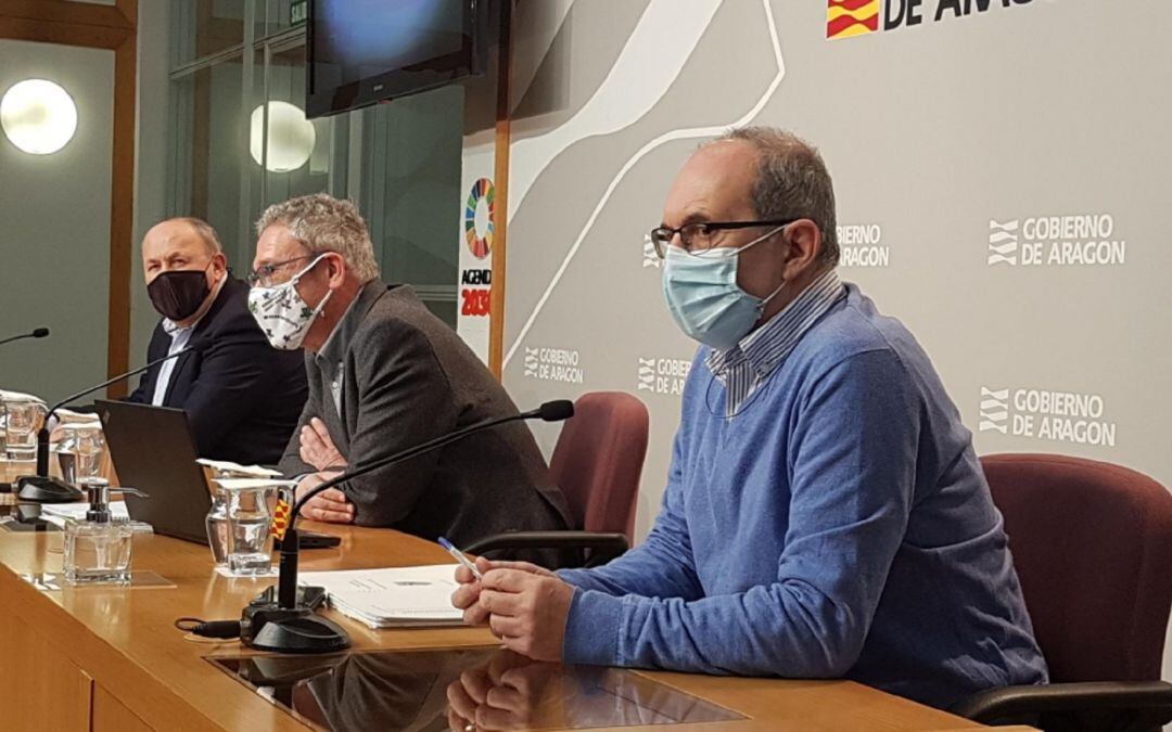 José Antonio Jimenez, Chema Abad, Luis Gascón en la comparecencia