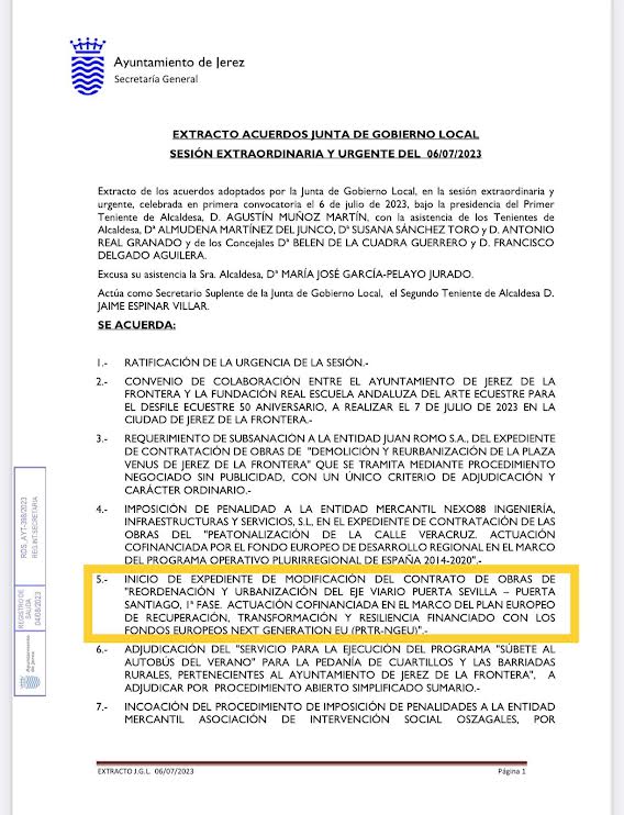 Documento de la Junta de Gobierno local que añade el Grupo socialista en su denuncia
