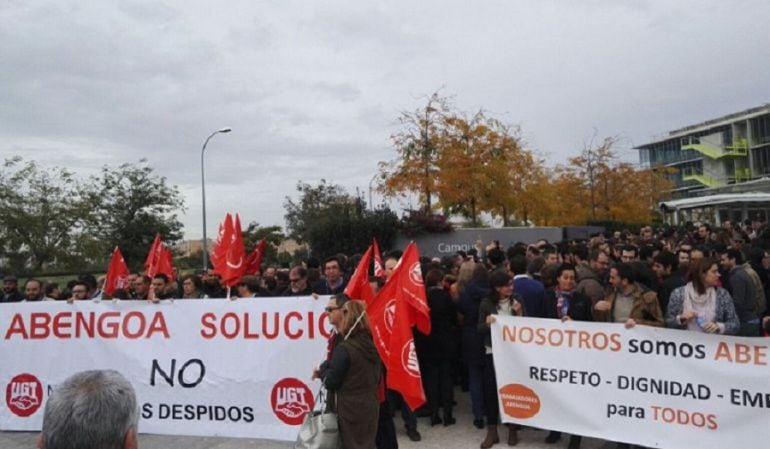 Imagen de la concentración de los trabajadores en Palmas Altas el pasado mes de noviembre