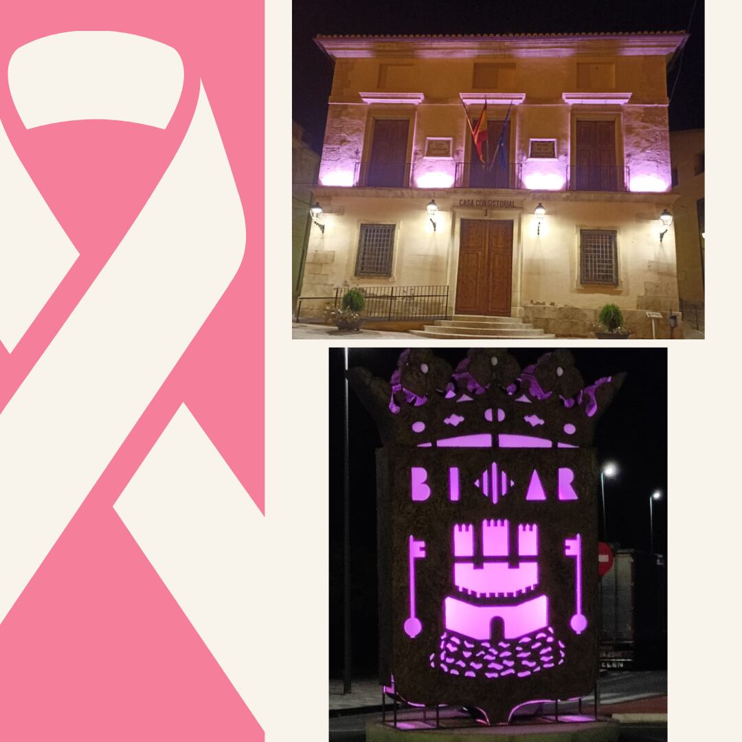 Algunos lugares de Biar iluminados de rosa