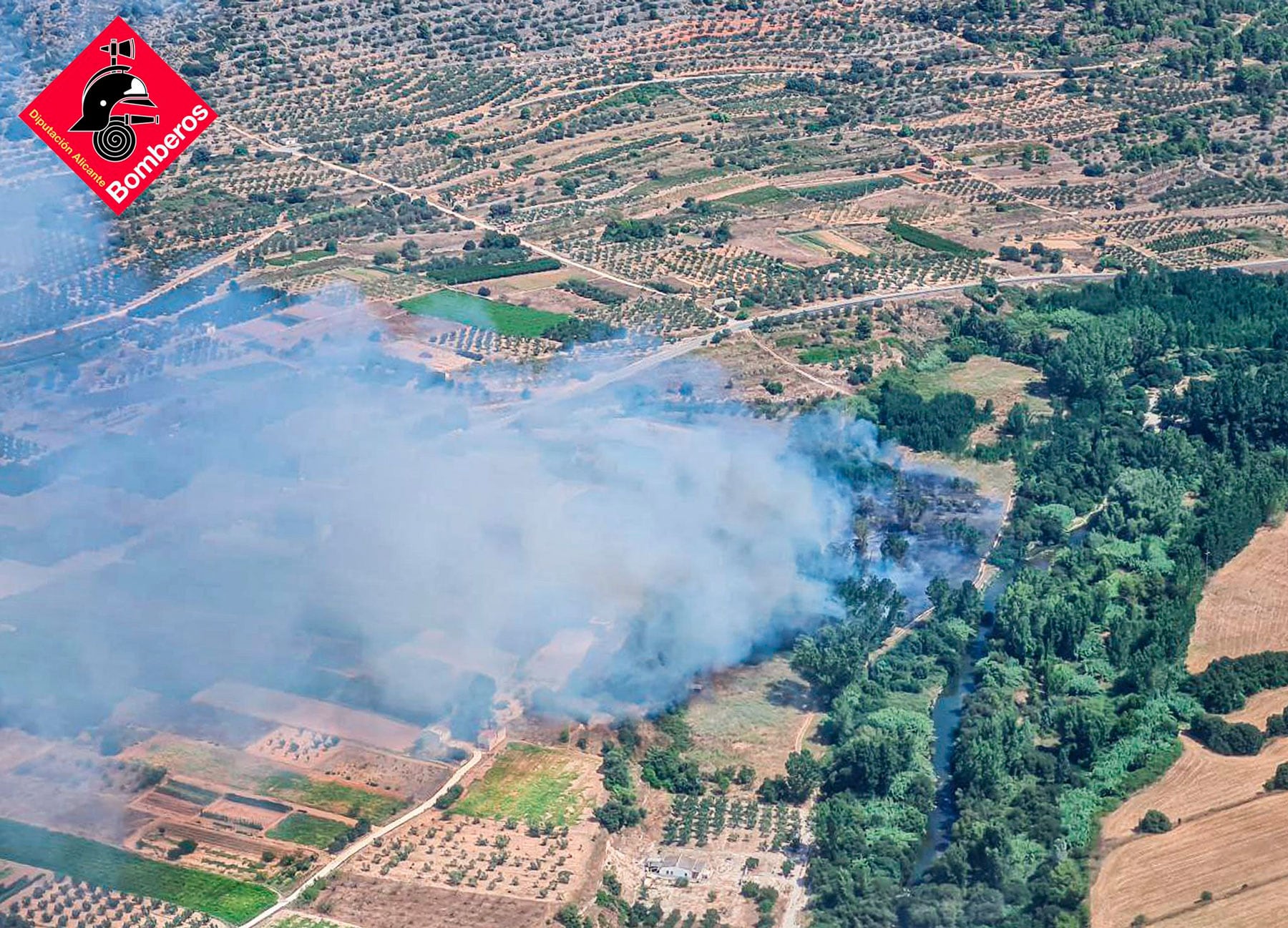 Vista aérea del incendio de Beniarrés