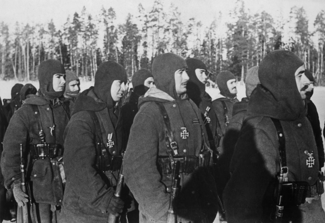 Miembros de la División azul, en Rusia, en 1943.