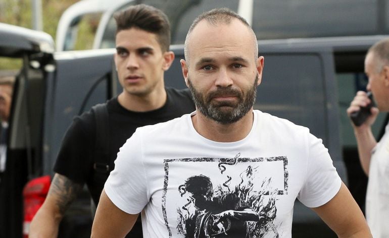 Iniesta, a su llegada a la Ciudad del Fútbol